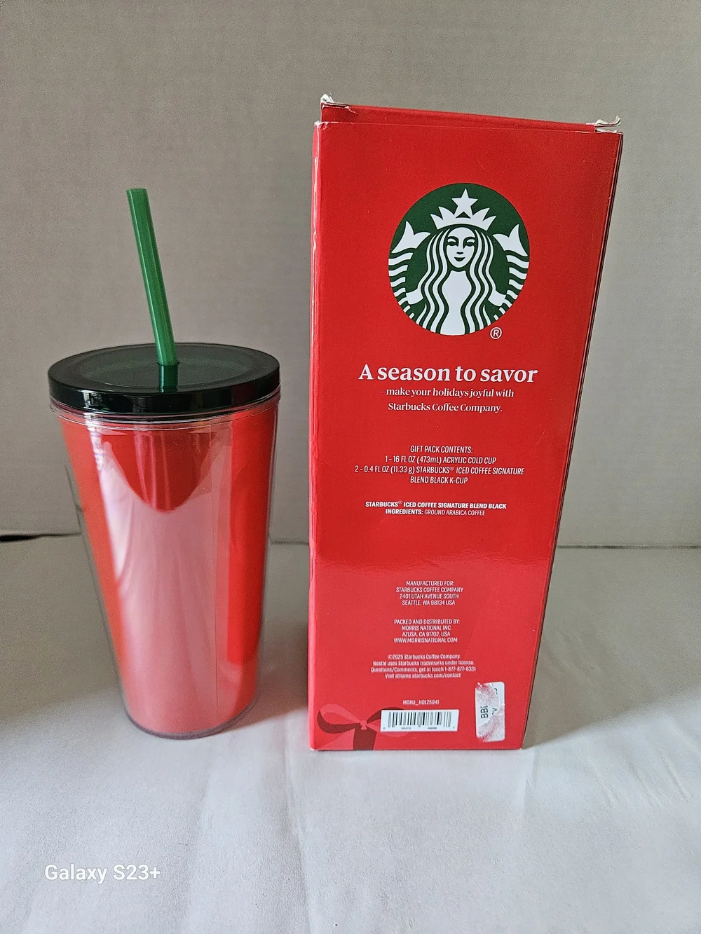 Starbucks Red Travel Tumbler with Green Straw